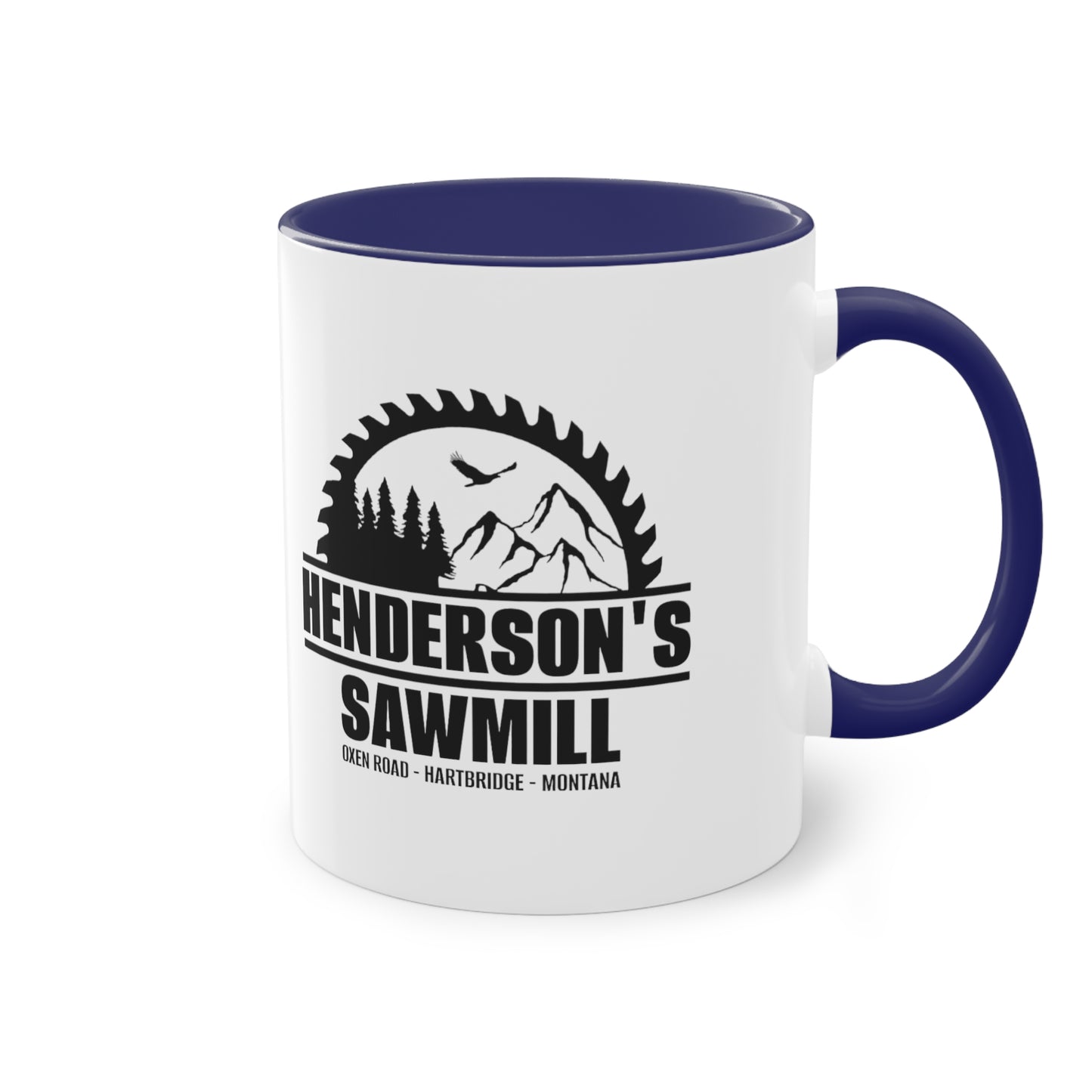 Henderson's Sawmill coffee mug - Two-Tone Coffee Mug, 11oz