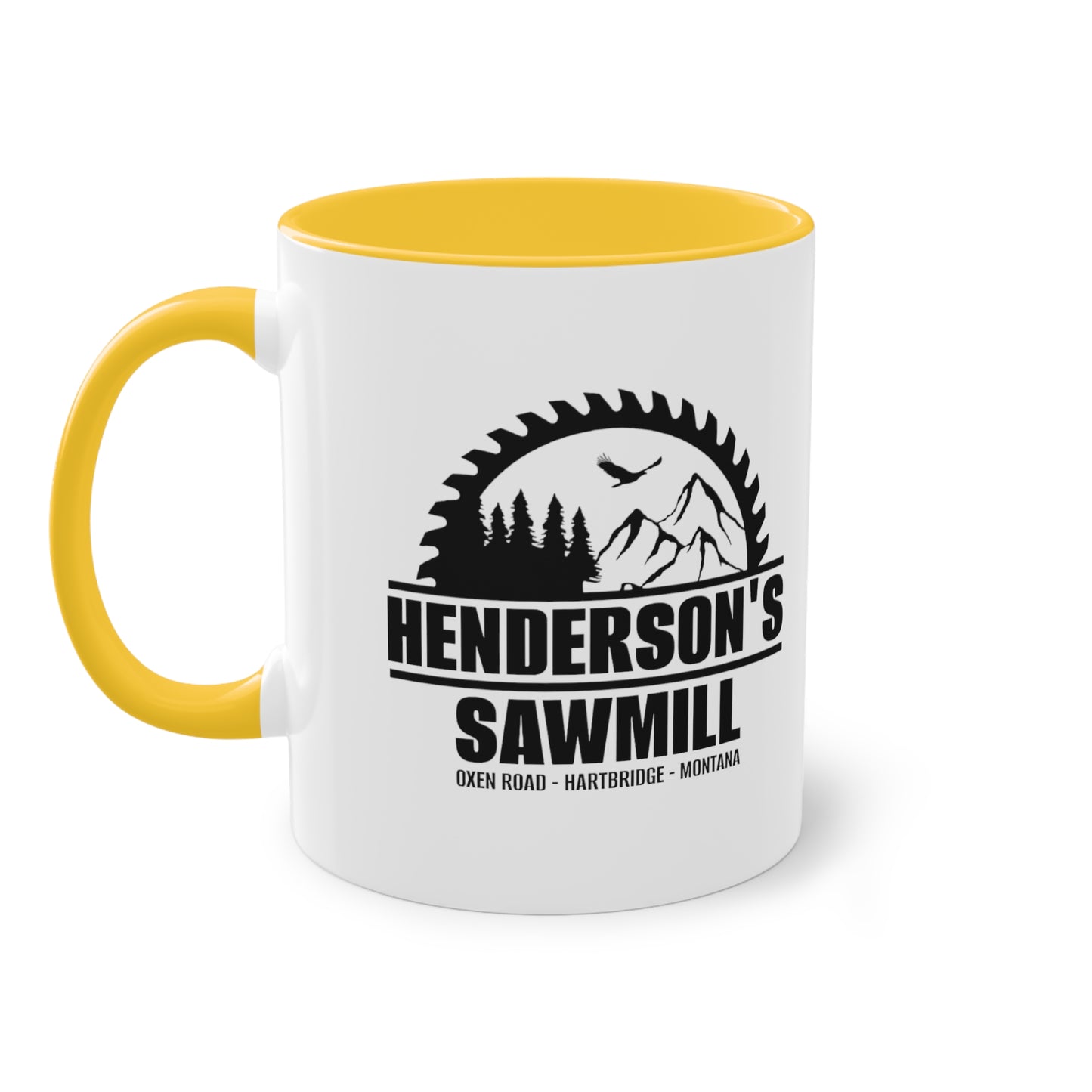 Henderson's Sawmill coffee mug - Two-Tone Coffee Mug, 11oz