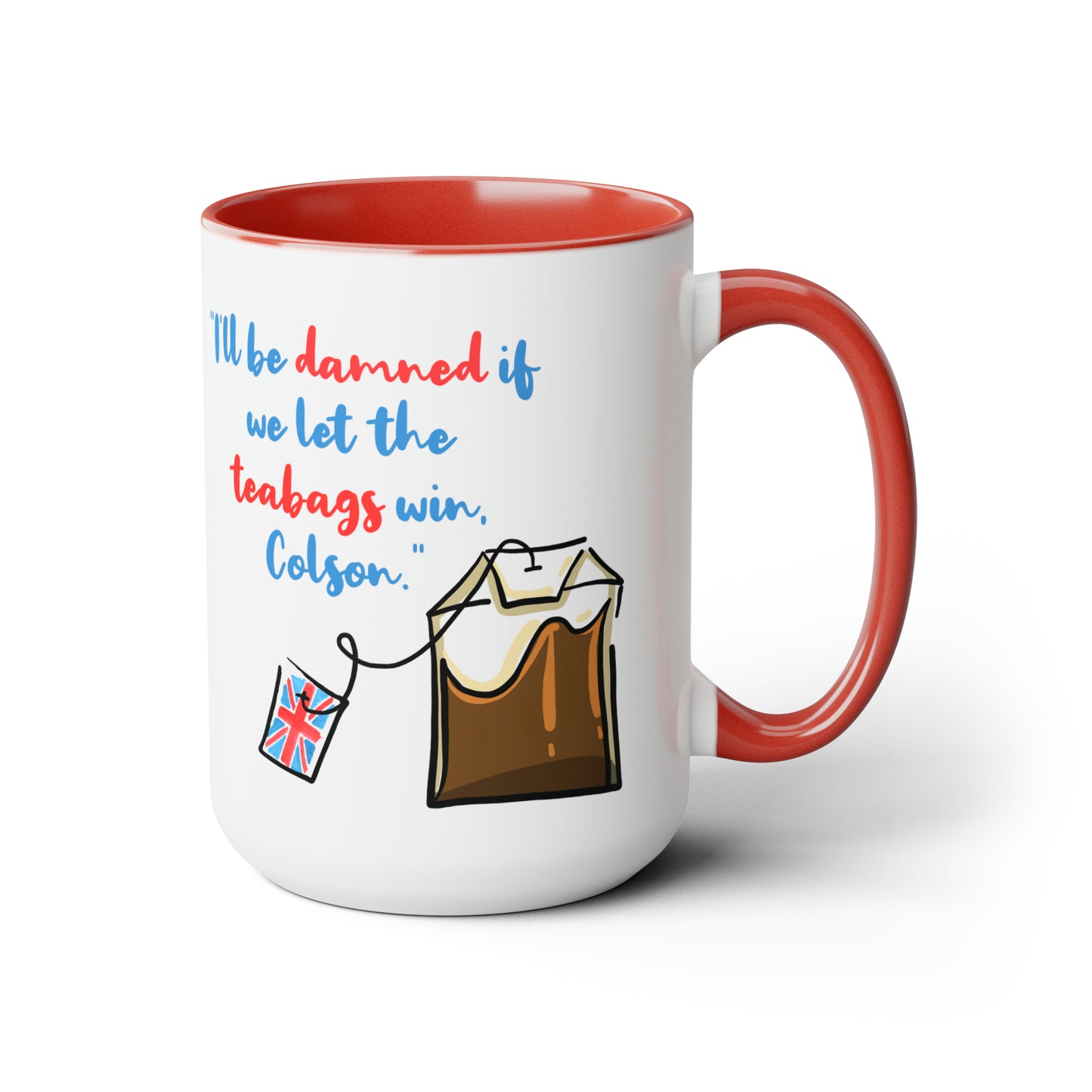 Holiday Heartstrings Teabag Two-Tone Coffee Mugs, 15oz