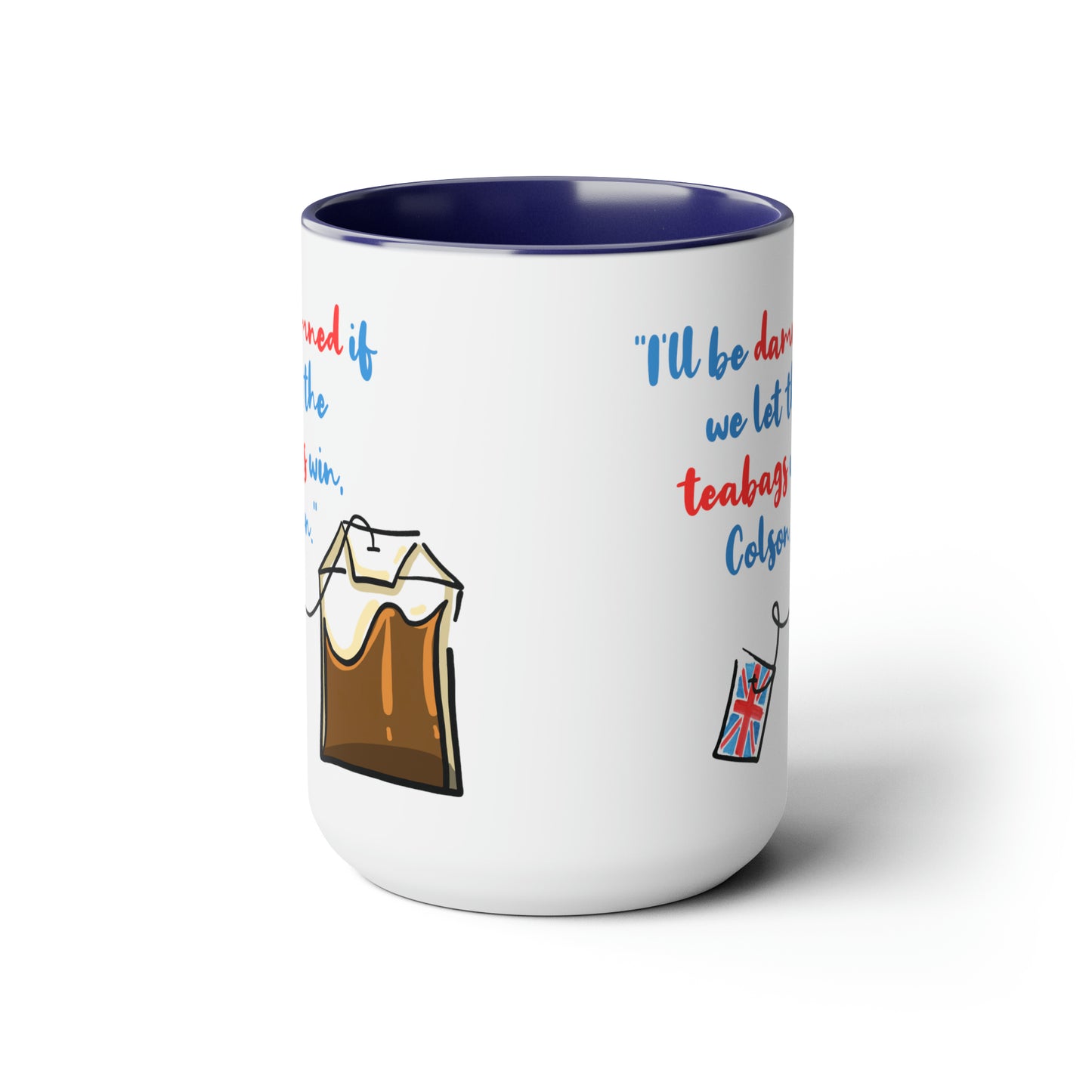 Holiday Heartstrings Teabag Two-Tone Coffee Mugs, 15oz