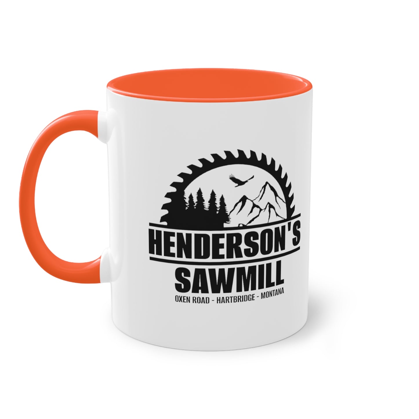 Henderson's Sawmill coffee mug - Two-Tone Coffee Mug, 11oz