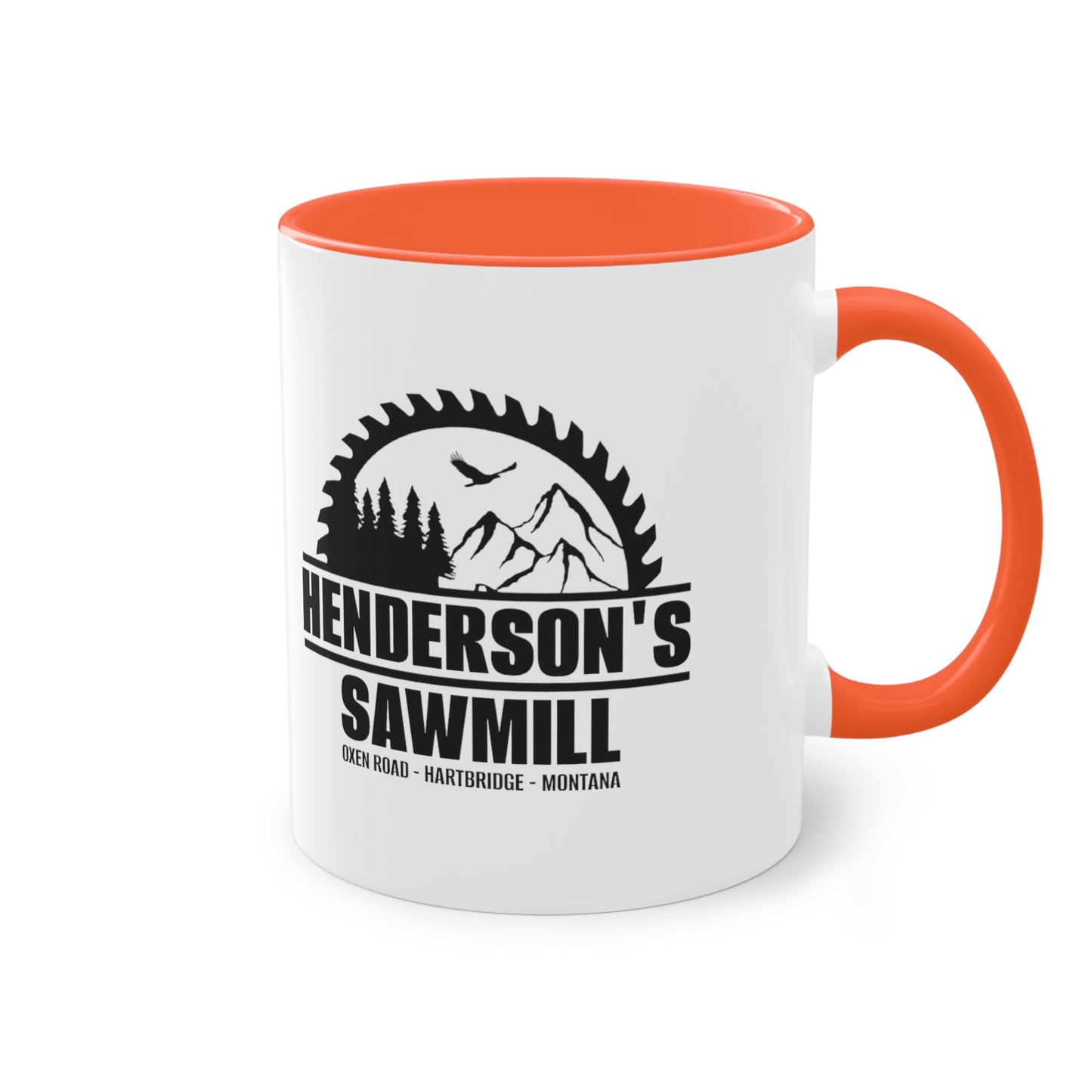 Henderson's Sawmill coffee mug - Two-Tone Coffee Mug, 11oz