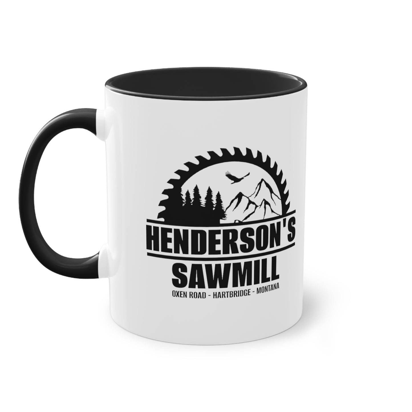 Henderson's Sawmill coffee mug - Two-Tone Coffee Mug, 11oz