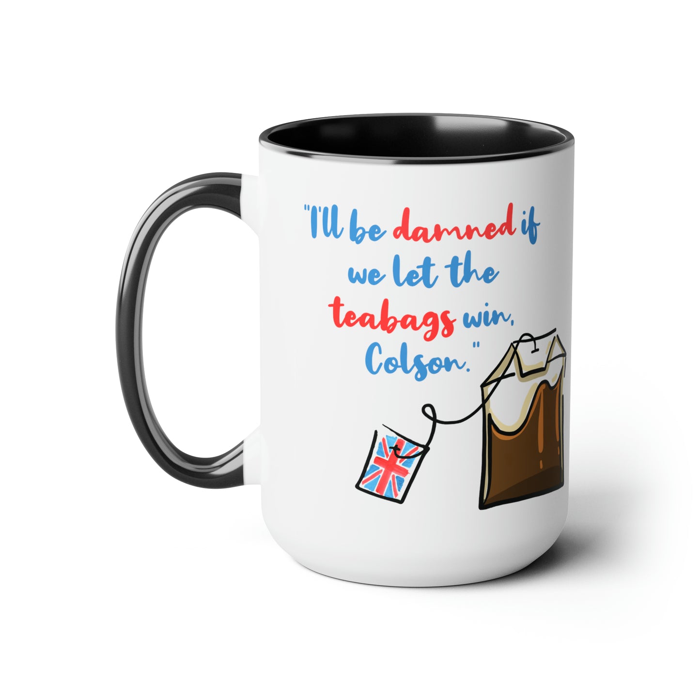 Holiday Heartstrings Teabag Two-Tone Coffee Mugs, 15oz