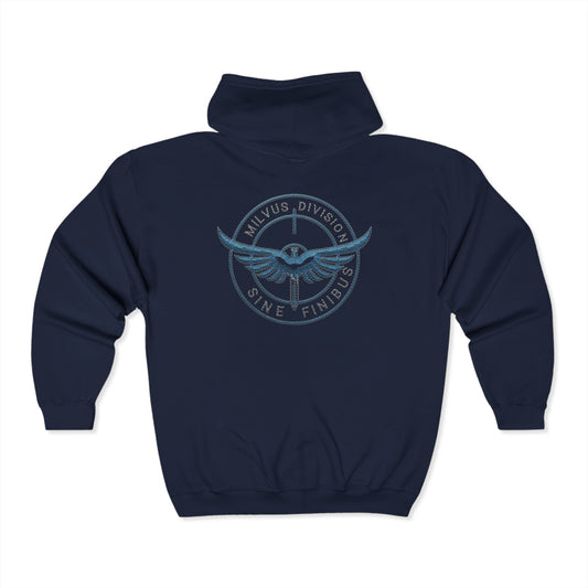 Milvus Division Logo Unisex Full Zip Hoodie