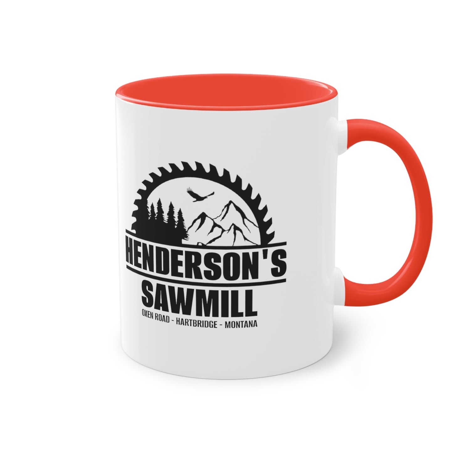 Henderson's Sawmill coffee mug - Two-Tone Coffee Mug, 11oz