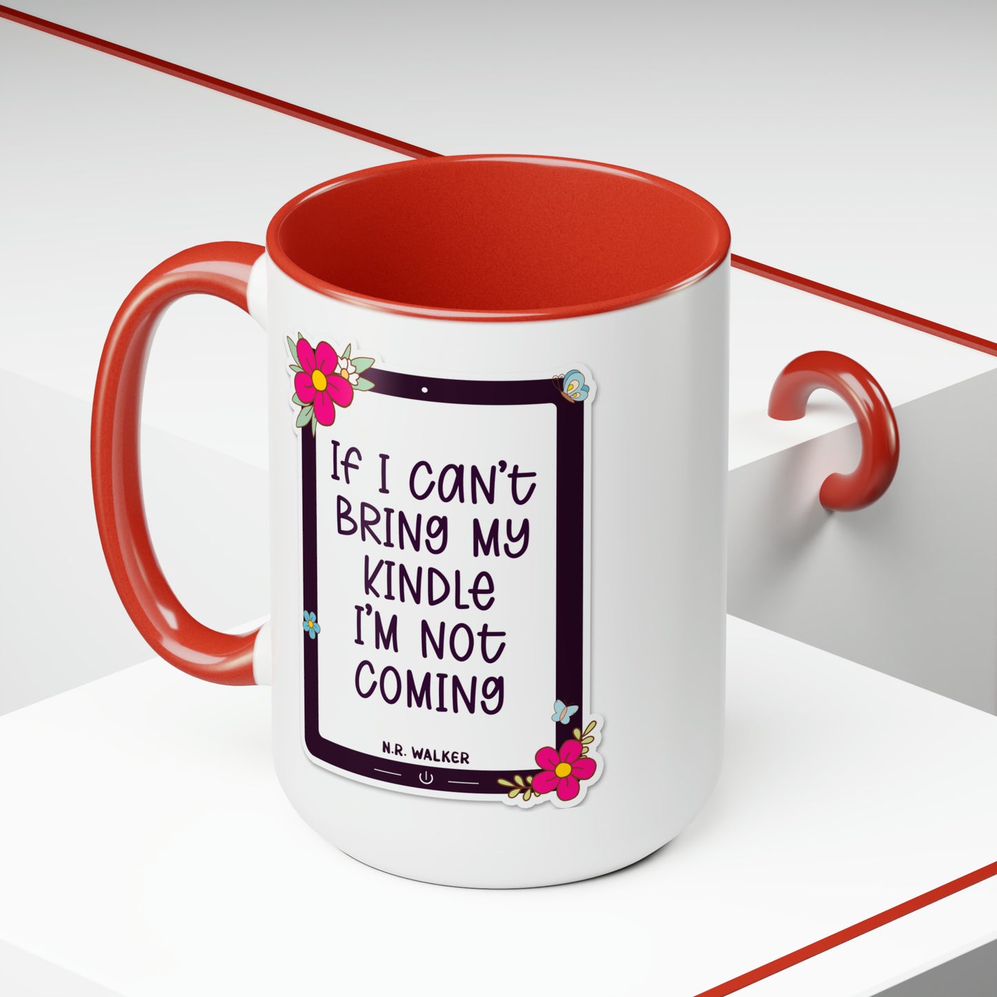 Two-Tone Coffee Mugs, 15oz - If I can't bring my kindle