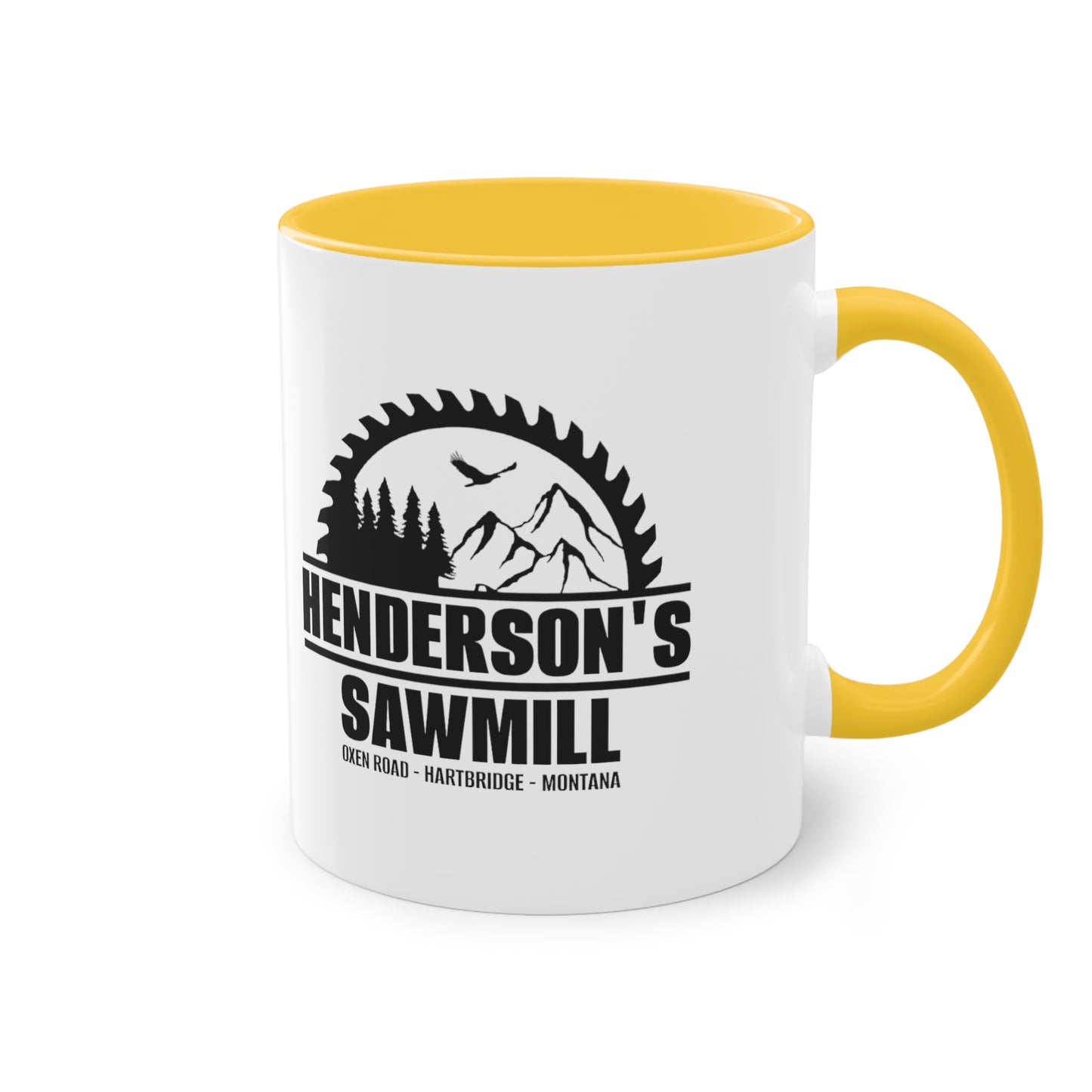 Henderson's Sawmill coffee mug - Two-Tone Coffee Mug, 11oz