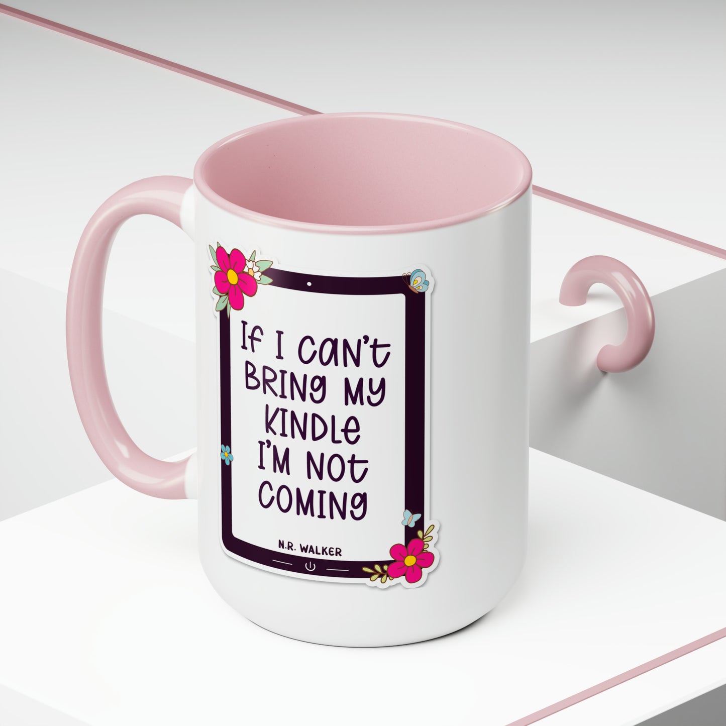 Two-Tone Coffee Mugs, 15oz - If I can't bring my kindle