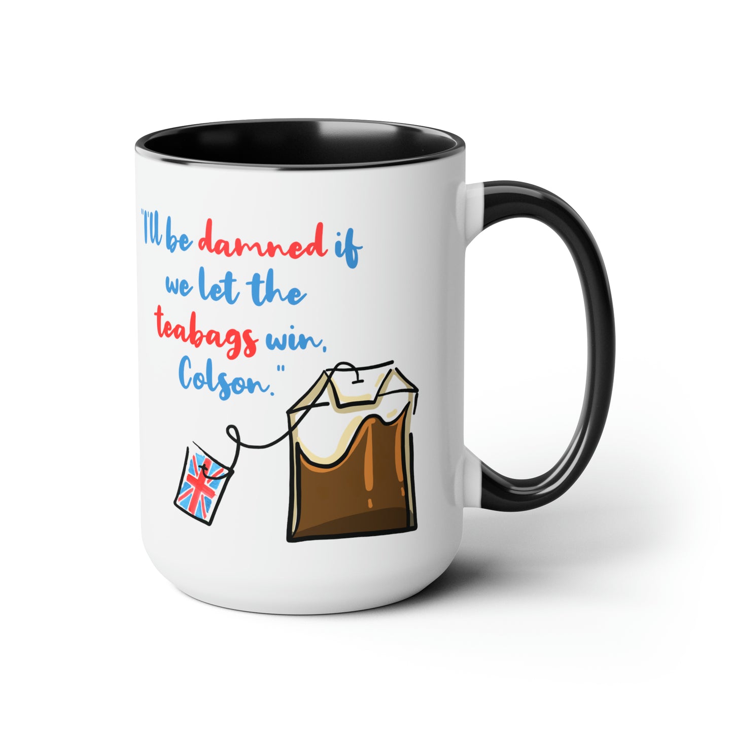 Holiday Heartstrings Teabag Two-Tone Coffee Mugs, 15oz