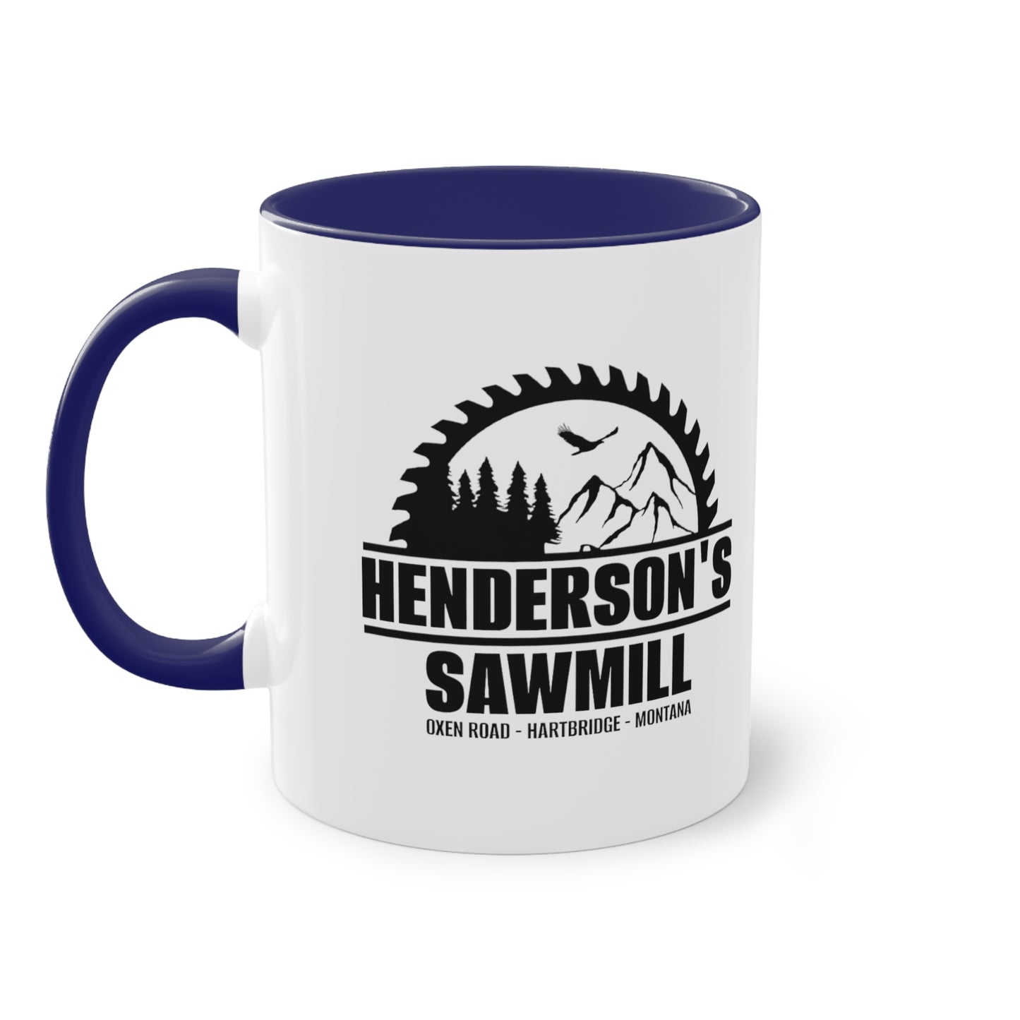 Henderson's Sawmill coffee mug - Two-Tone Coffee Mug, 11oz